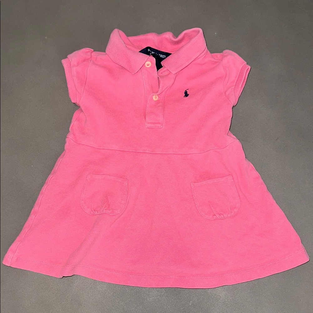 Ralph Lauren Pink Polo Kids Dress with Pockets
